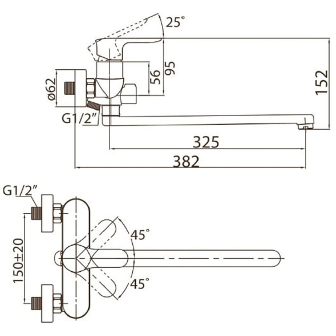 Смеситель для ванны BelBagno (Бельбагно) Reno хром (REN-VDLM-CRM)