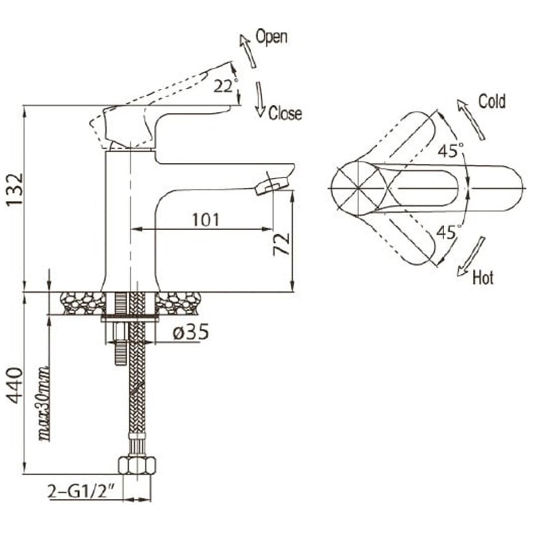Смеситель для раковины BelBagno (Бельбагно) Reno хром (REN-LVM25-CRM)
