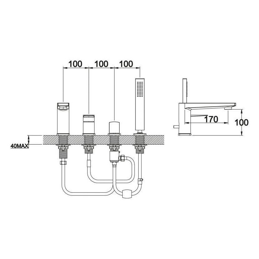 Смеситель для ванн, для душа BelBagno (Бельбагно) Carin хром (CAR-VIM4-CRM)