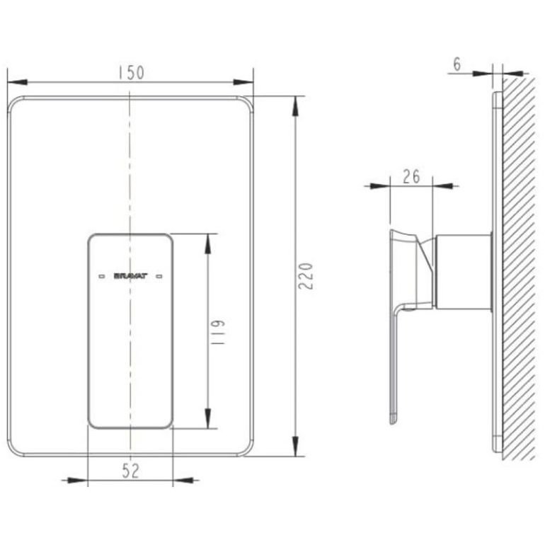 Смеситель для душа встраиваемый на 1 потока Bravat (Брават) Phillis PB856101CP-ENG, хром
