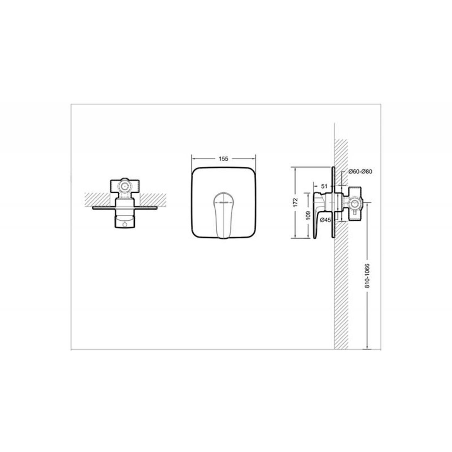 Смеситель для душа встраиваемый на 1 потока Bravat (Брават) Source PB8173218CP-ENG, хром
