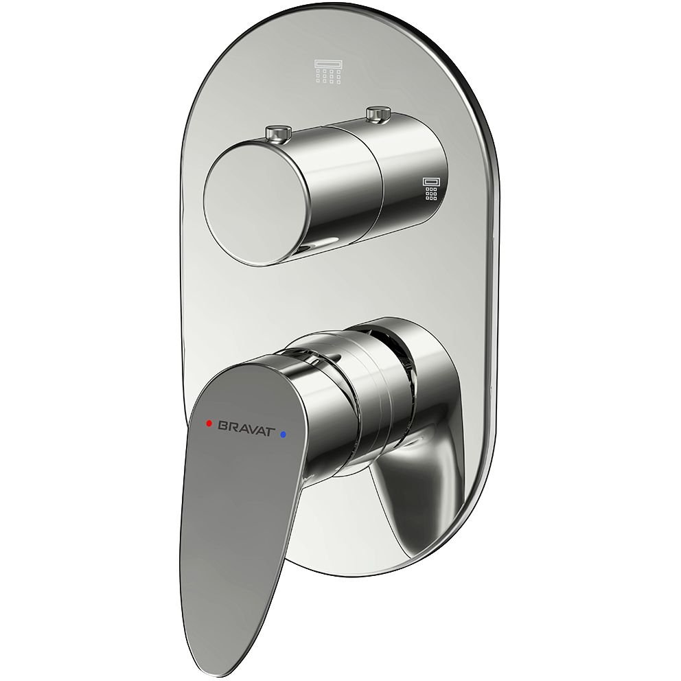 Смеситель для душа встраиваемый на 2 потока Bravat (Брават) Drop P69190C-2-RUS, хром