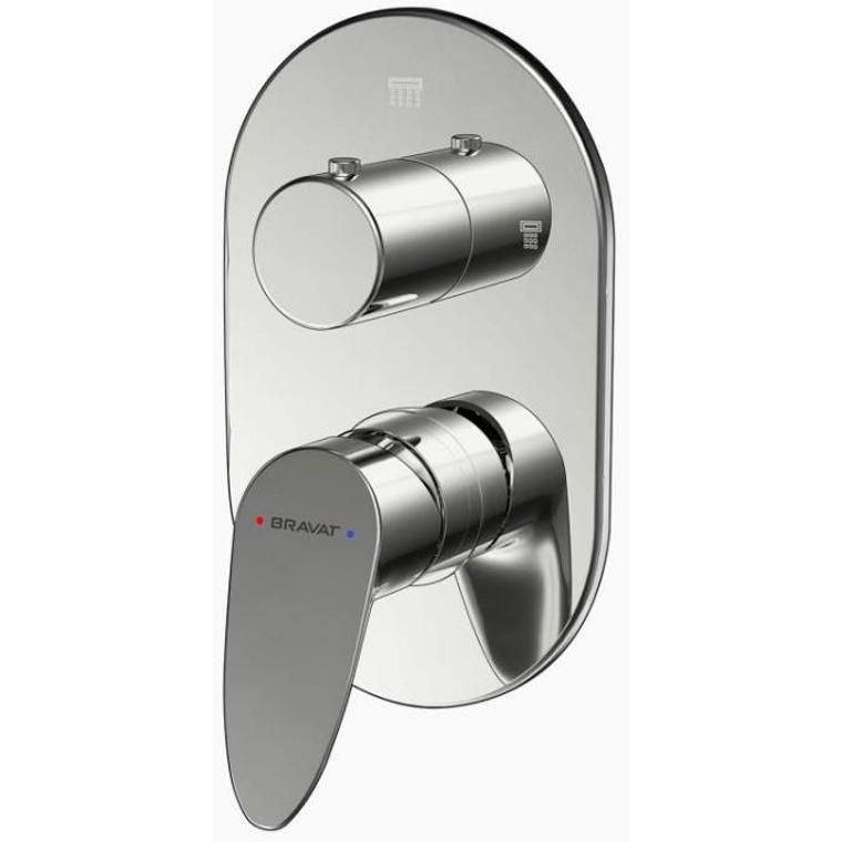 Смеситель для душа встраиваемый на 2 потока Bravat (Брават) Drop P69190C-2-RUS, хром