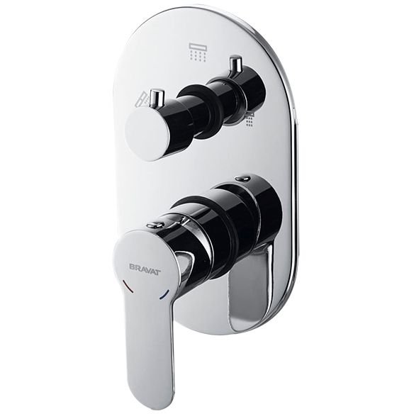 Смеситель для душа встраиваемый на 3 потока Bravat (Брават) New Moon P69191C-RUS, хром