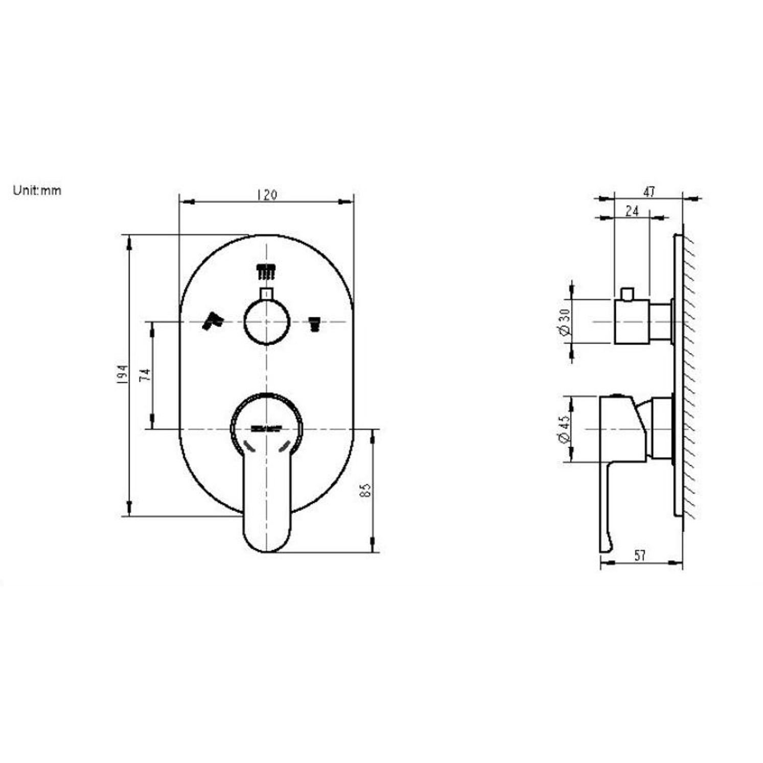 Смеситель для душа встраиваемый на 3 потока Bravat (Брават) New Moon P69191C-RUS, хром