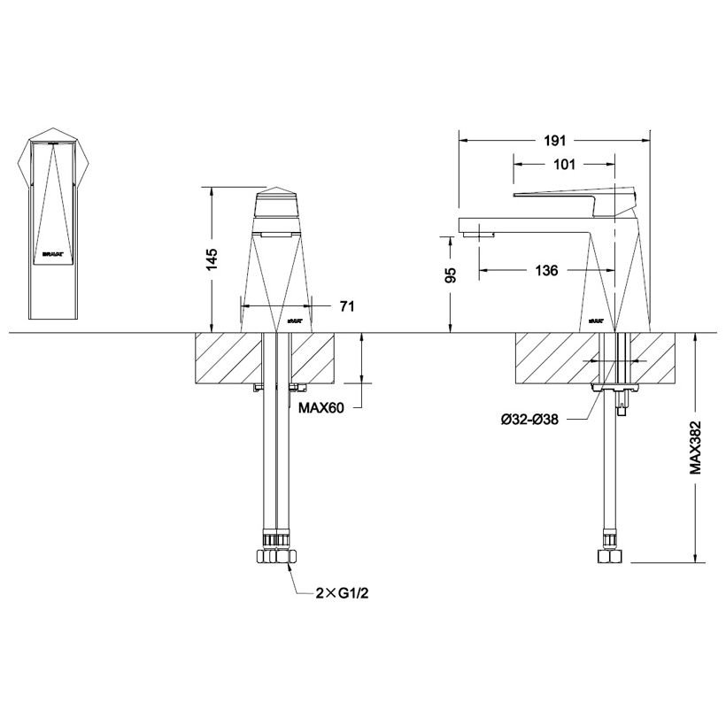 Смеситель для раковины Bravat (Брават) Iceberg хром (F176110C)