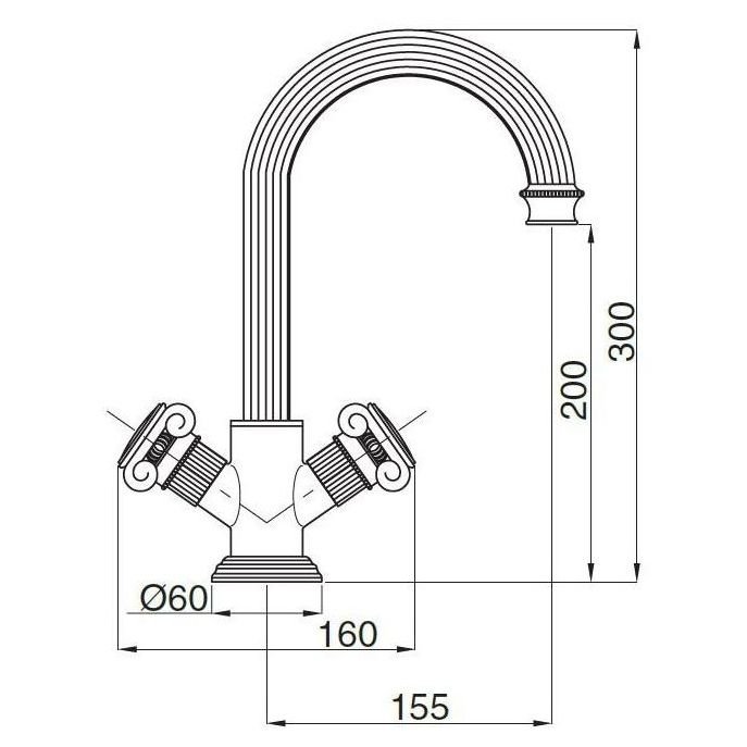 Смеситель для раковины Cezares (Цезарис) Olimp бронза, ручки Swarovski (OLIMP-LS2-02-Sw)