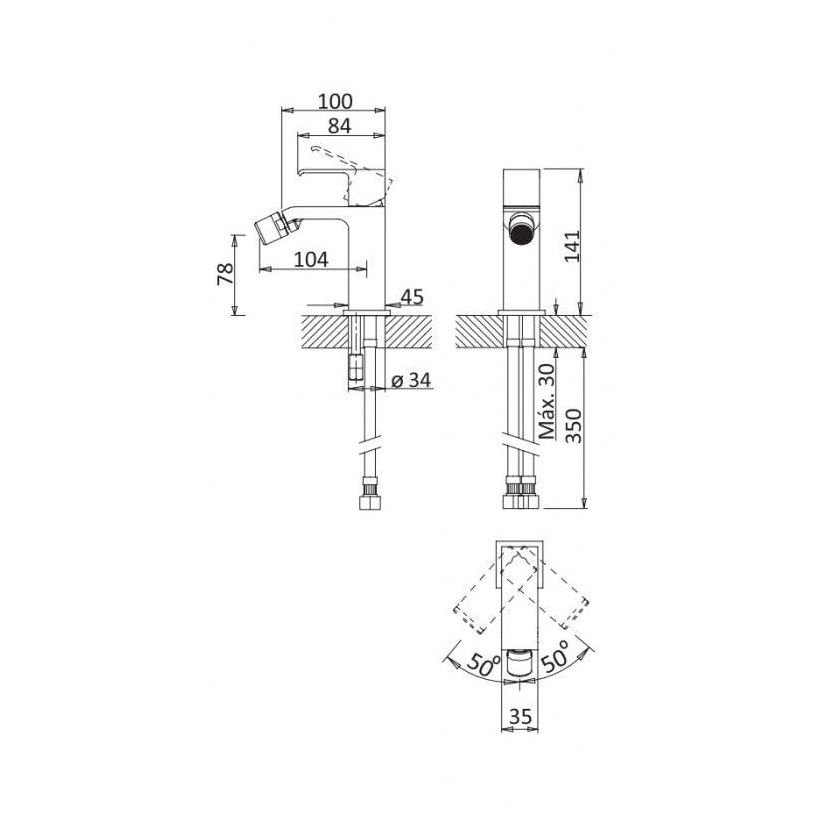 Смеситель для биде Cezares (Цезарис) Porta черный матовый (PORTA-BS1-NOP)