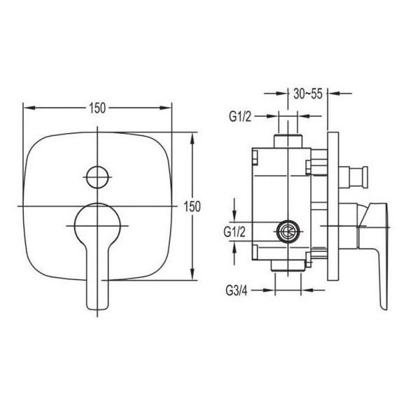 Смеситель для душа встраиваемый Cezares (Цезарис) Tesoro хром (TESORO-F-VDIM-01)