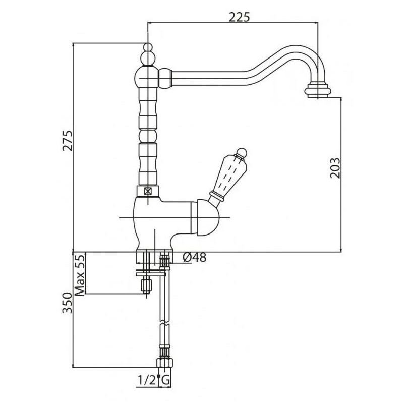 Смеситель для раковины Cezares (Цезарис) Vintage хром, ручка Swar (VINTAGE-LSM2-01-Sw)