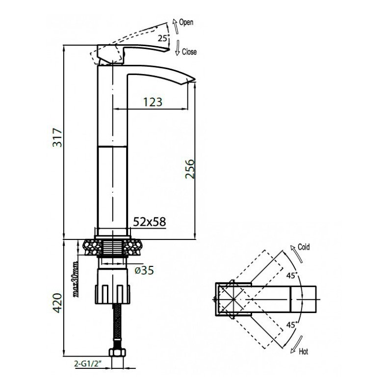 Смеситель для раковин Cezares (Цезарис) Quattro хром (QUATTRO-C-LC-01-W0)