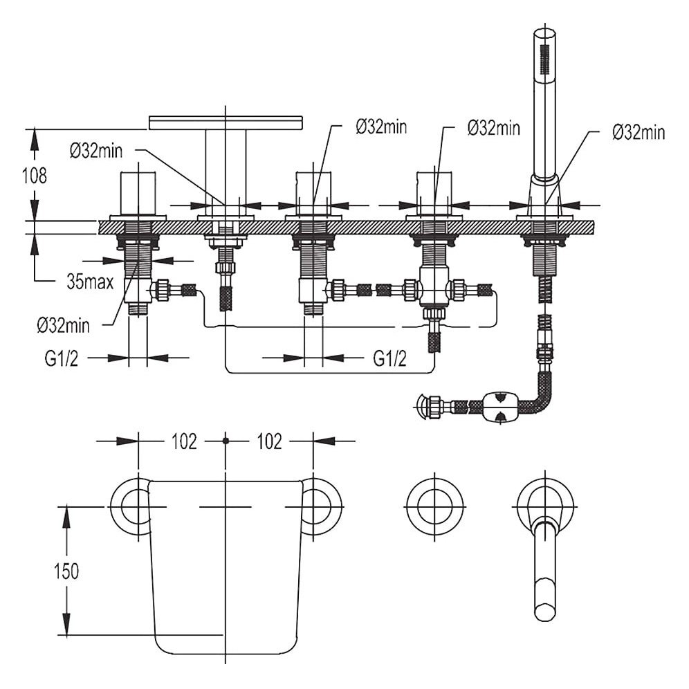 Смеситель для ванны Cezares (Цезарис) Cascado хром (CASCADO-F-BVD5-01)