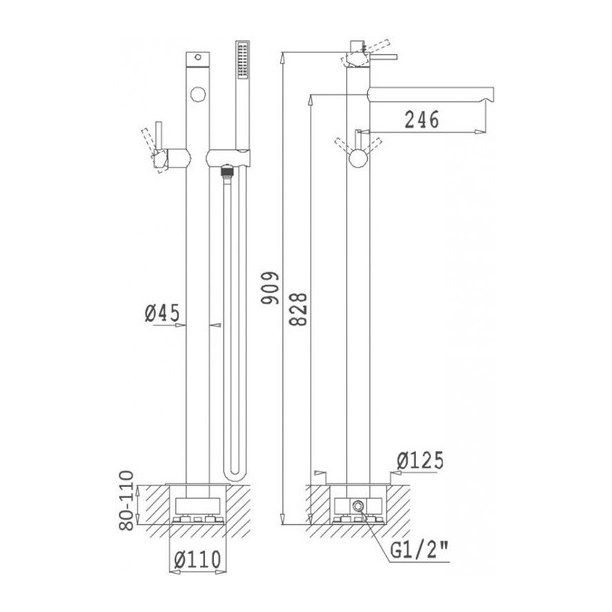 Смеситель для ванны, для душа Cezares (Цезарис) Articoli Vari золото (CZR-B-VDP-03)