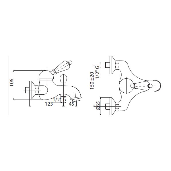 Смеситель для ванны, для душа Cezares (Цезарис) Elite хром (ELITE-PBVM-01-M)