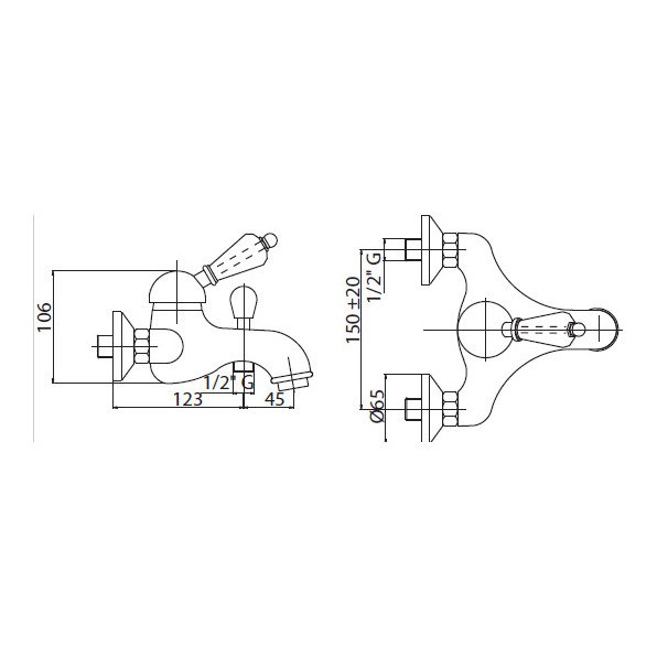 Смеситель для ванны, для душа Cezares (Цезарис) Elite бронза (ELITE-PBVM-02-Bi)