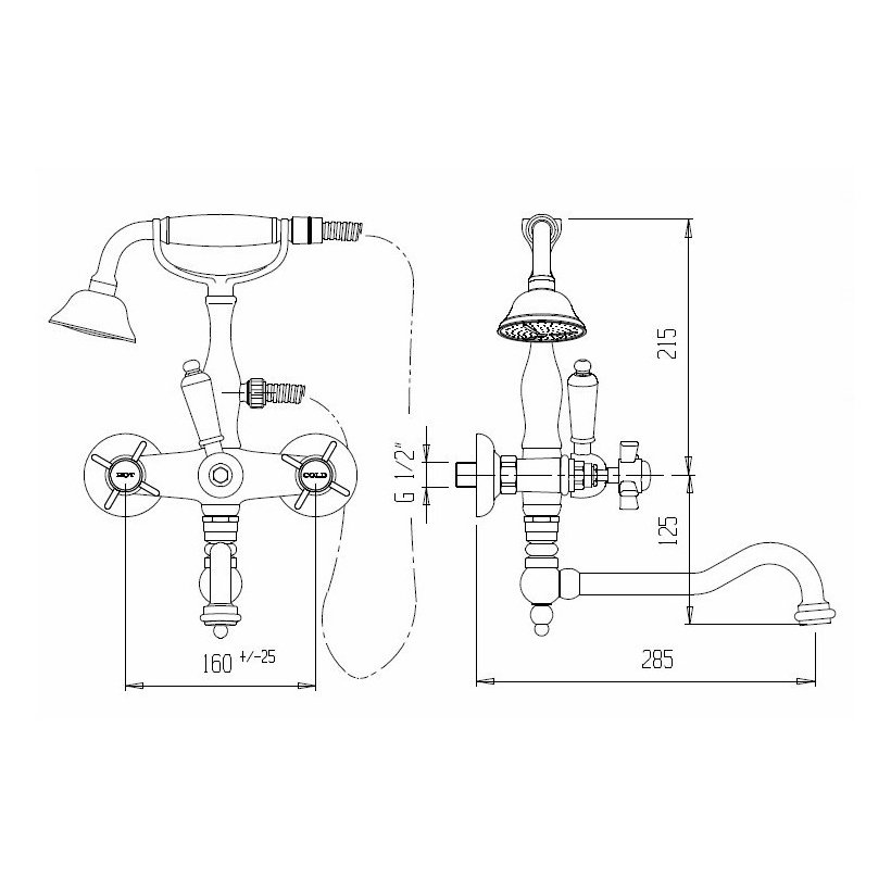Смеситель для ванны Cezares (Цезарис) First хром (FIRST-VDP2-01-Bi)