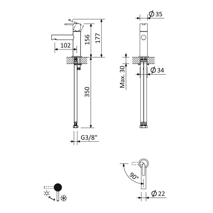 Смеситель для раковин Cezares (Цезарис) Leaf черный матовый (LEAF-LSM1-NOP)