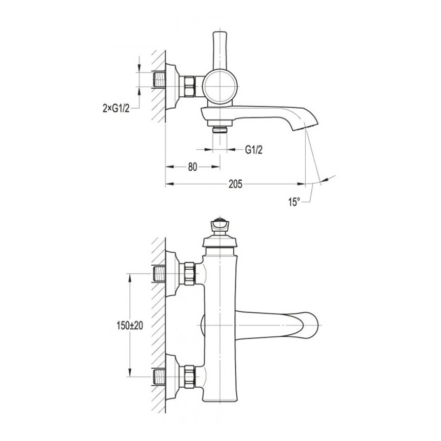Смеситель для ванны и душа Cezares (Цезарис) Liberty хром (LIBERTY-F-VD-01)