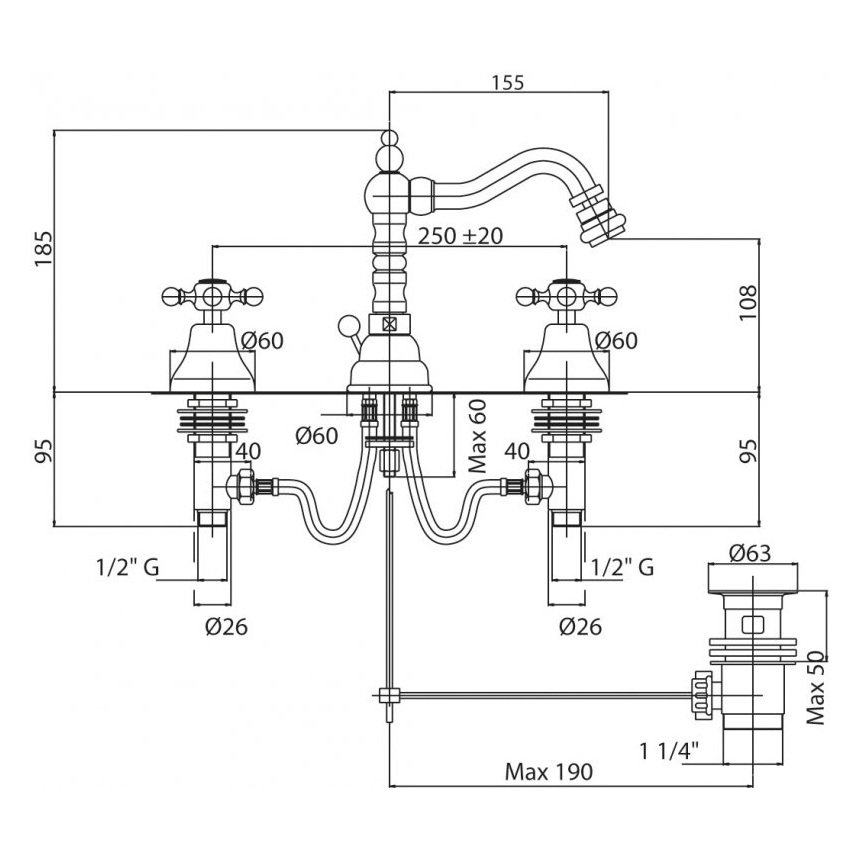 Смеситель для биде Cezares (Цезарис) Lord хром, ручки хром (LORD-BBS2-01)