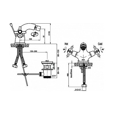 Смеситель для биде Cezares (Цезарис) Lord хром, ручки хром (LORD-BS1-01)
