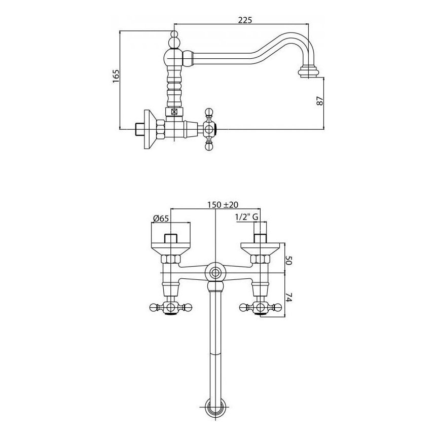 Смеситель для кухни Cezares (Цезарис) Lord хром, ручки хром (LORD-LLP-01)