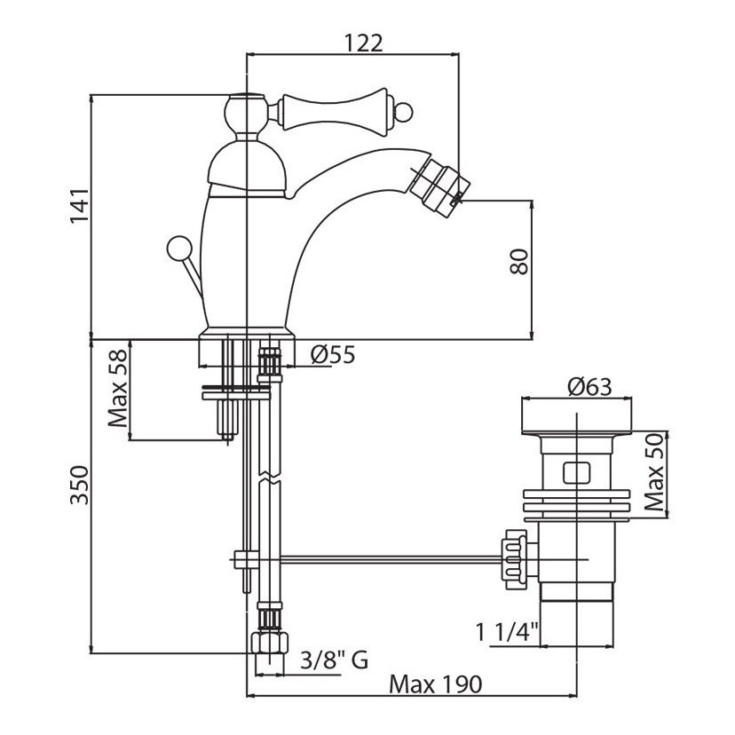 Смеситель для биде Cezares (Цезарис) Margot хром, ручка хром (MARGOT-BSM1-01-M)