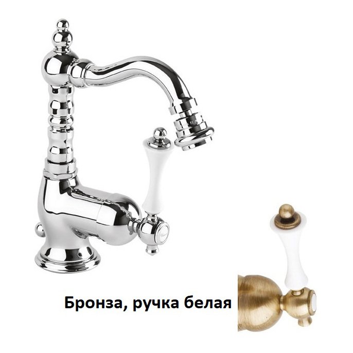 Смеситель для биде Cezares (Цезарис) Margot бронза, ручка белая (MARGOT-BSM2-02-Bi)