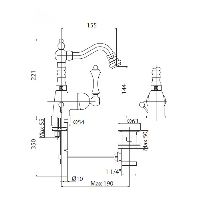 Смеситель для биде Cezares (Цезарис) Margot бронза, ручка белая (MARGOT-BSM2-02-Bi)