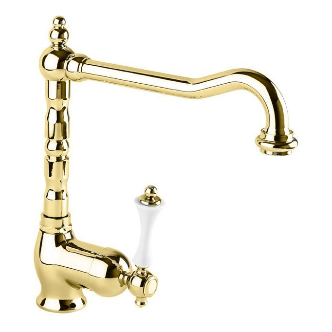 Смеситель для кухни Cezares (Цезарис) Margot золото, ручка белая (MARGOT-LLM2-03/24-Bi)
