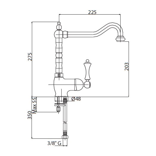 Смеситель для кухни Cezares (Цезарис) Margot золото, ручка белая (MARGOT-LLM2-03/24-Bi)