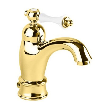 Смеситель для раковины Cezares (Цезарис) Margot золото, ручка белая (MARGOT-LSM1-A-03/24-Bi)