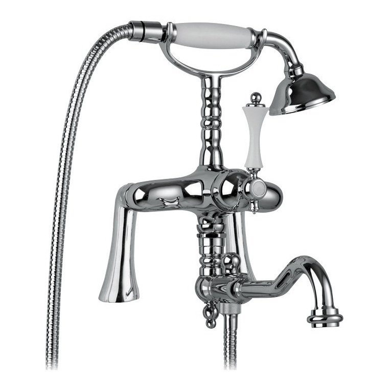 Смеситель на борт ванны Cezares (Цезарис) Margot хром, ручка белая (MARGOT-PBV2-01-Bi)