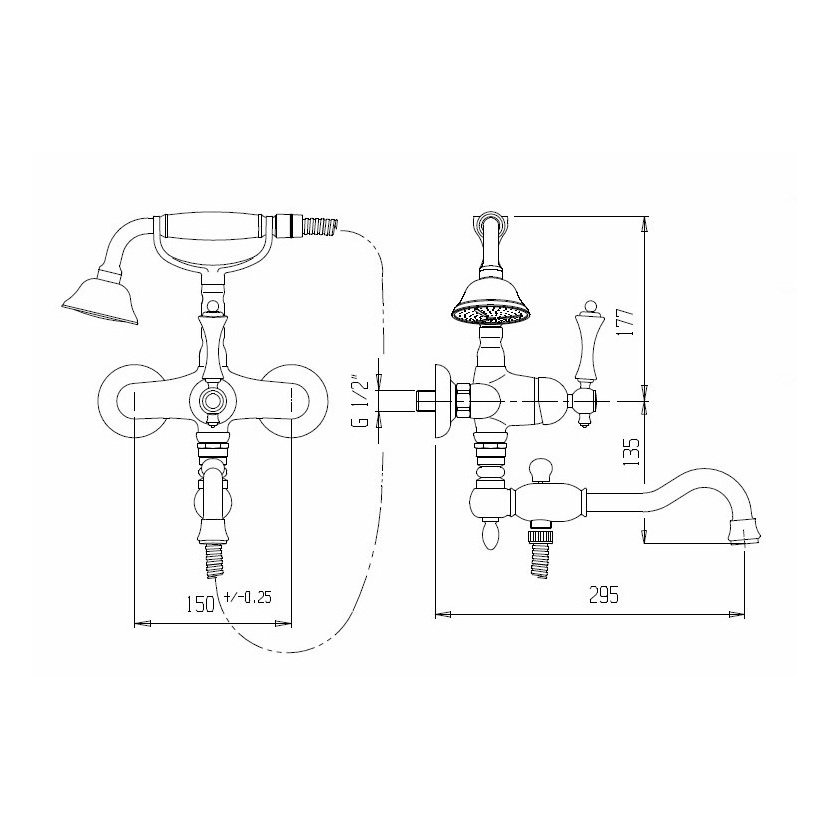 Смеситель на борт ванны Cezares (Цезарис) Margot хром, ручка белая (MARGOT-PBV2-01-Bi)