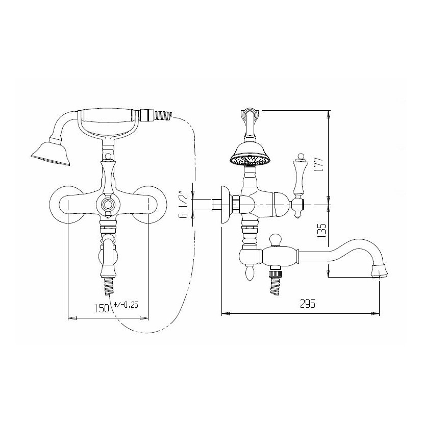 Смеситель для ванны Cezares (Цезарис) Margot хром, ручка хром (MARGOT-VDFM2-01-M)
