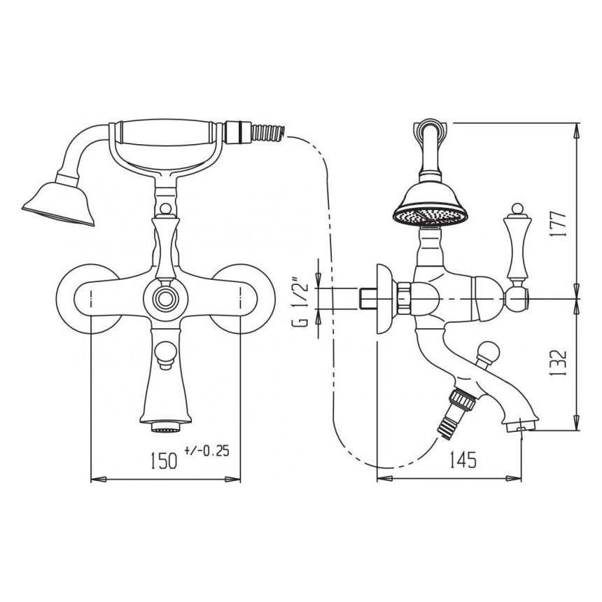 Смеситель для ванны Cezares (Цезарис) Margot бронза, ручка белая (MARGOT-VDM-02-Bi)