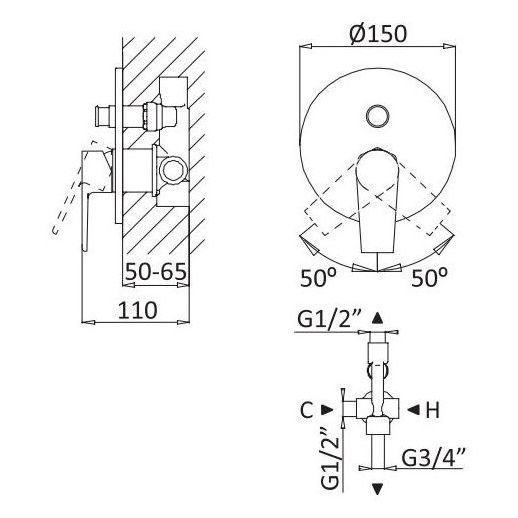 Смеситель для душа встраиваемый Cezares (Цезарис) Nautic белый матовый (NAUTIC-VDIM-BIO)