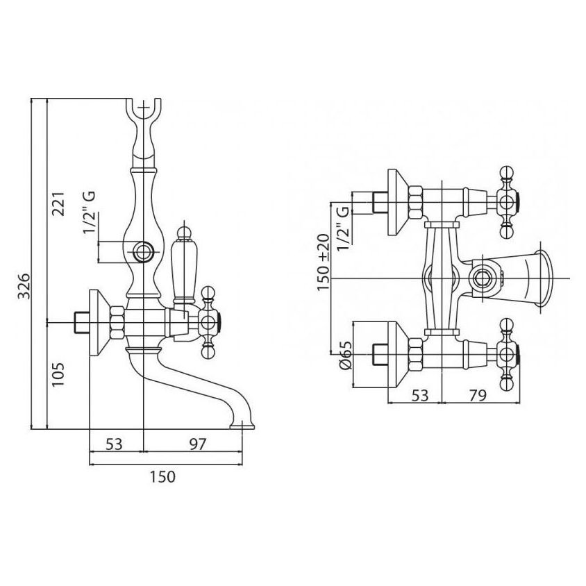 Смеситель для ванны Cezares (Цезарис) Nostalgia хром (NOSTALGIA-VD-01-M)
