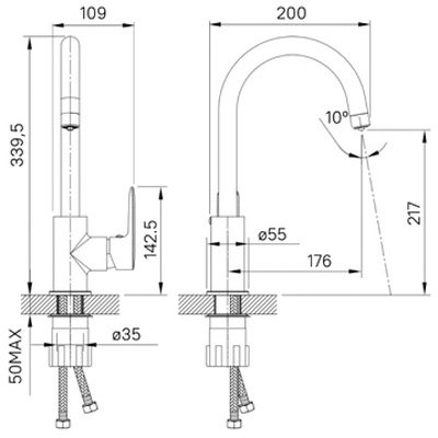 Смеситель Iddis (Иддис) для кухни с каналом для фильтрованной воды черный Cuba CUBBLFJi05