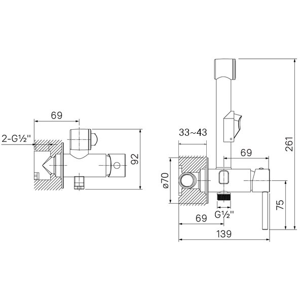 Смеситель Iddis (Иддис) встраиваемый с гигиеническим душем белый матовый 003WTR0i08