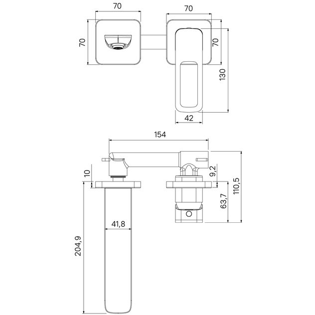 Смеситель Iddis (Иддис) встраиваемый для умывальника Slide глянцевый хром SLISB00i65