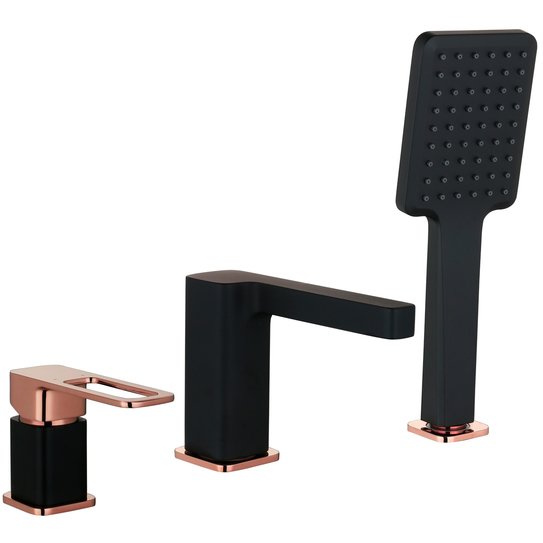 Смеситель Iddis (Иддис) на борт ванны на 3 отверстия с керамическим дивертором черный Slide SLIBG30i07