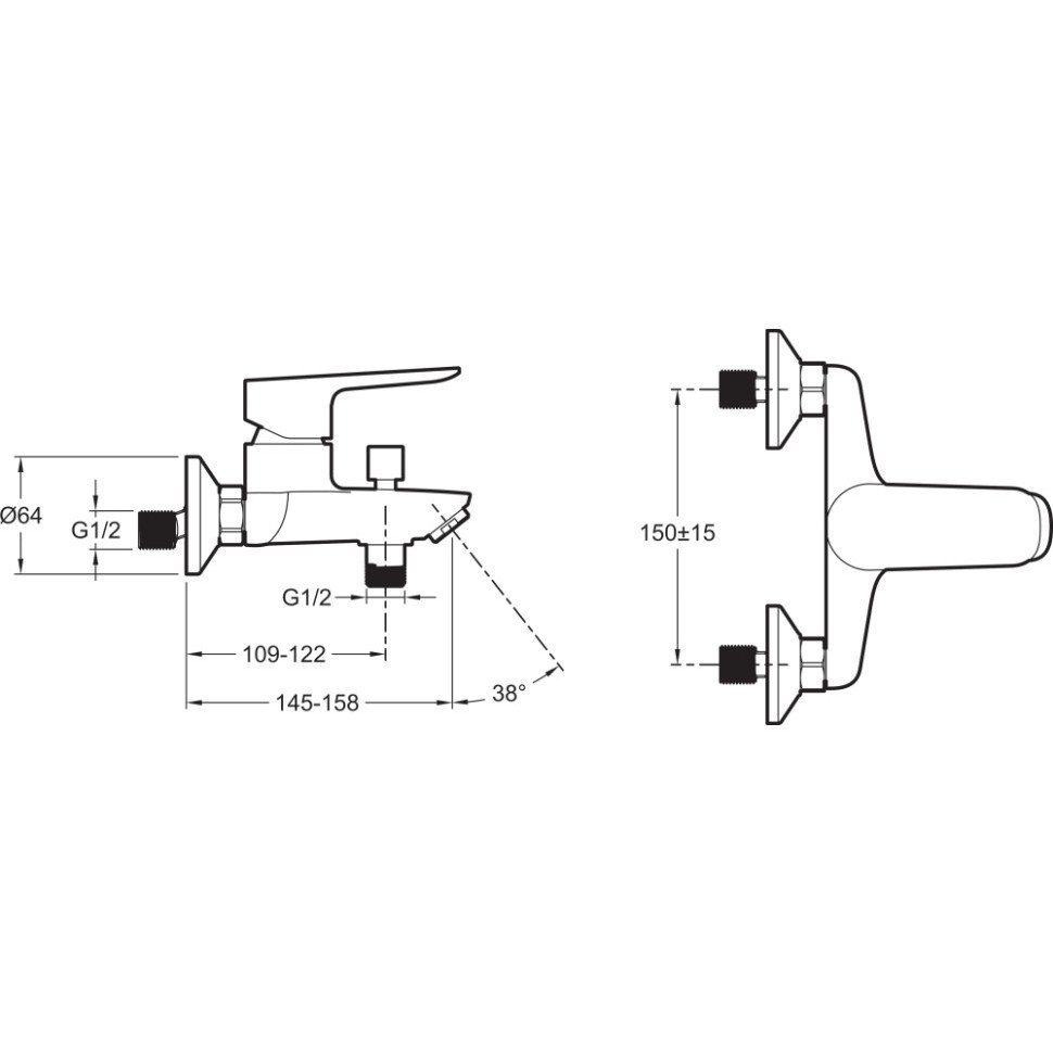 Смеситель для ванны и душа Jacob Delafon (Якоб Делафон) Oscar E29844-BL черный матовый