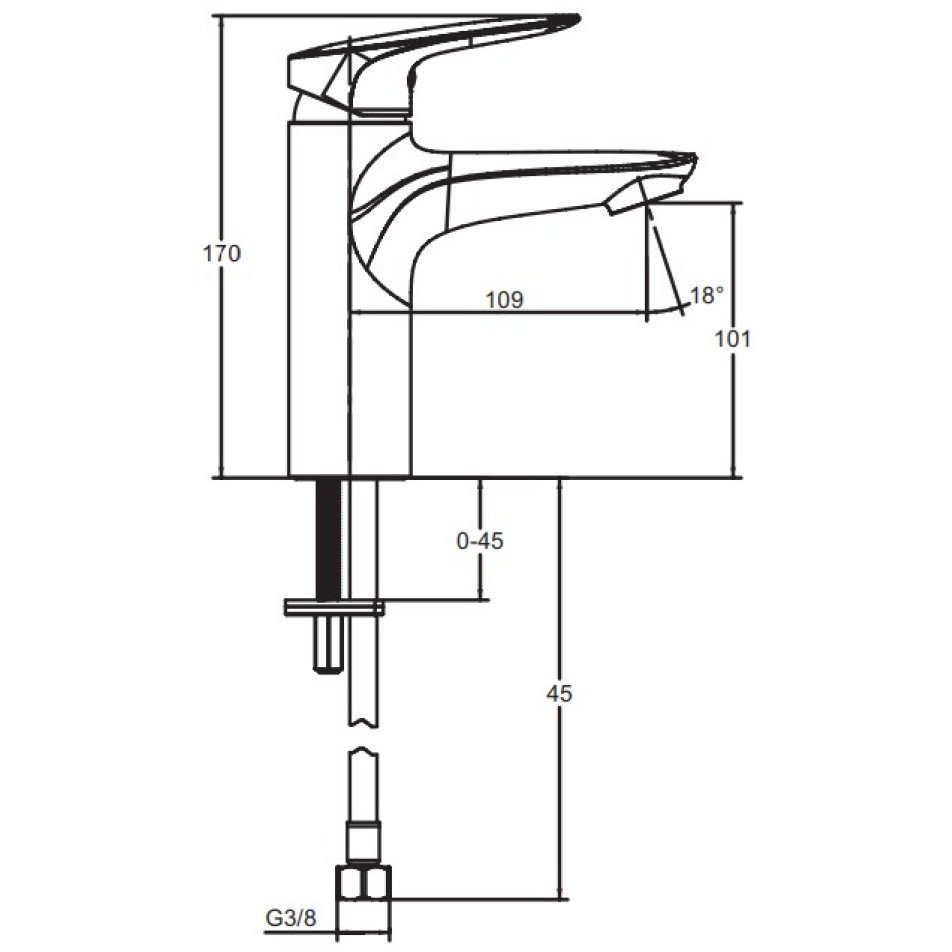Смеситель для раковины, без донного клапана Jacob Delafon (Якоб Делафон) E32908-CP хром