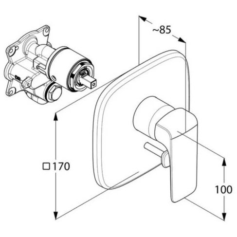 Смеситель для ванны, для душа Kludi (Клуди) Ameo хром 416500575