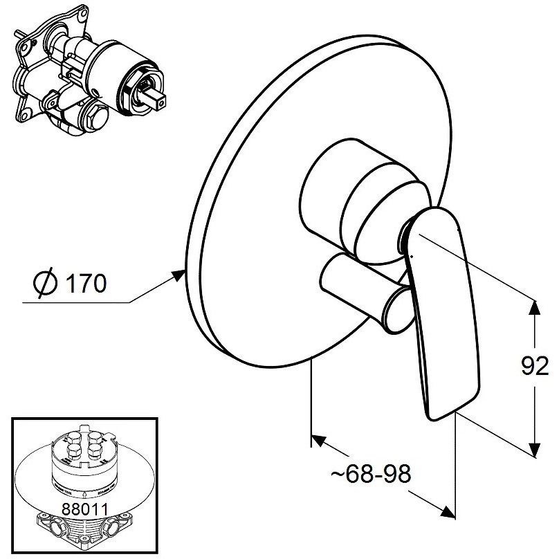 Смеситель (внешняя часть) для ванны, для душа Kludi (Клуди) Balance черный 526508775