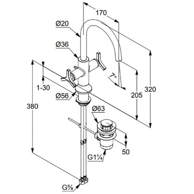 Смеситель для раковины Kludi (Клуди) Nova Forte хром 201180539
