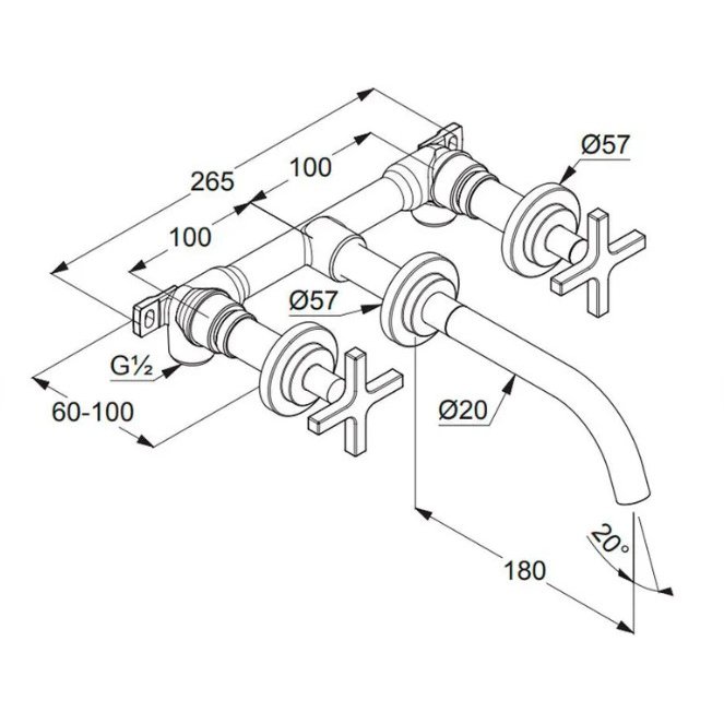Смеситель для раковины со скрытой частью Kludi (Клуди) Nova Forte хром 201440520