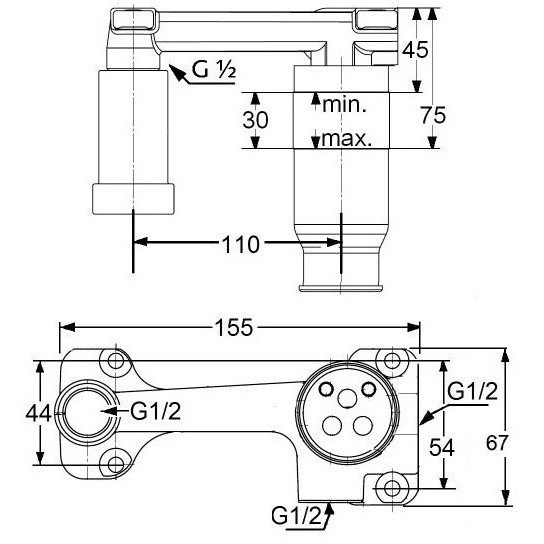 Внутреняя часть смесителя для раковины на 2 отверстия (скрытого монтажа) Kludi (Клуди) 38828