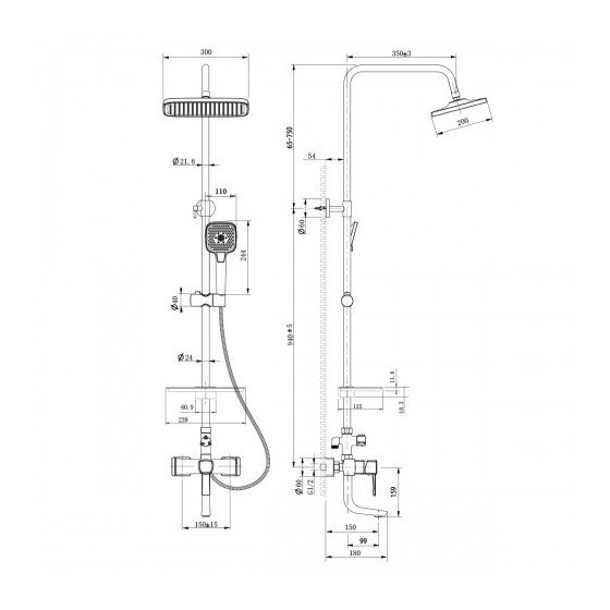 Смеситель для ванны, для душа Lemark (Лемарк) Evitta хром (LM0562C)
