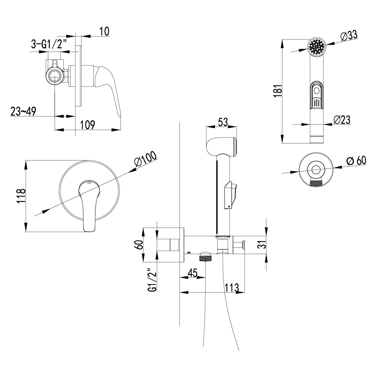 Смеситель с гигиеническим душем Lemark (Лемарк) Plus Advance хром (LM1219C)